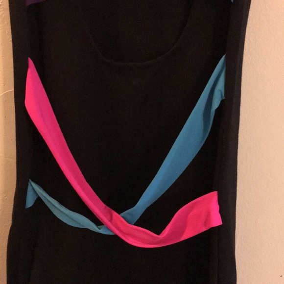 Très Bien Black Bodycon Dress w/Multi Color Bands - Picture 6 of 6